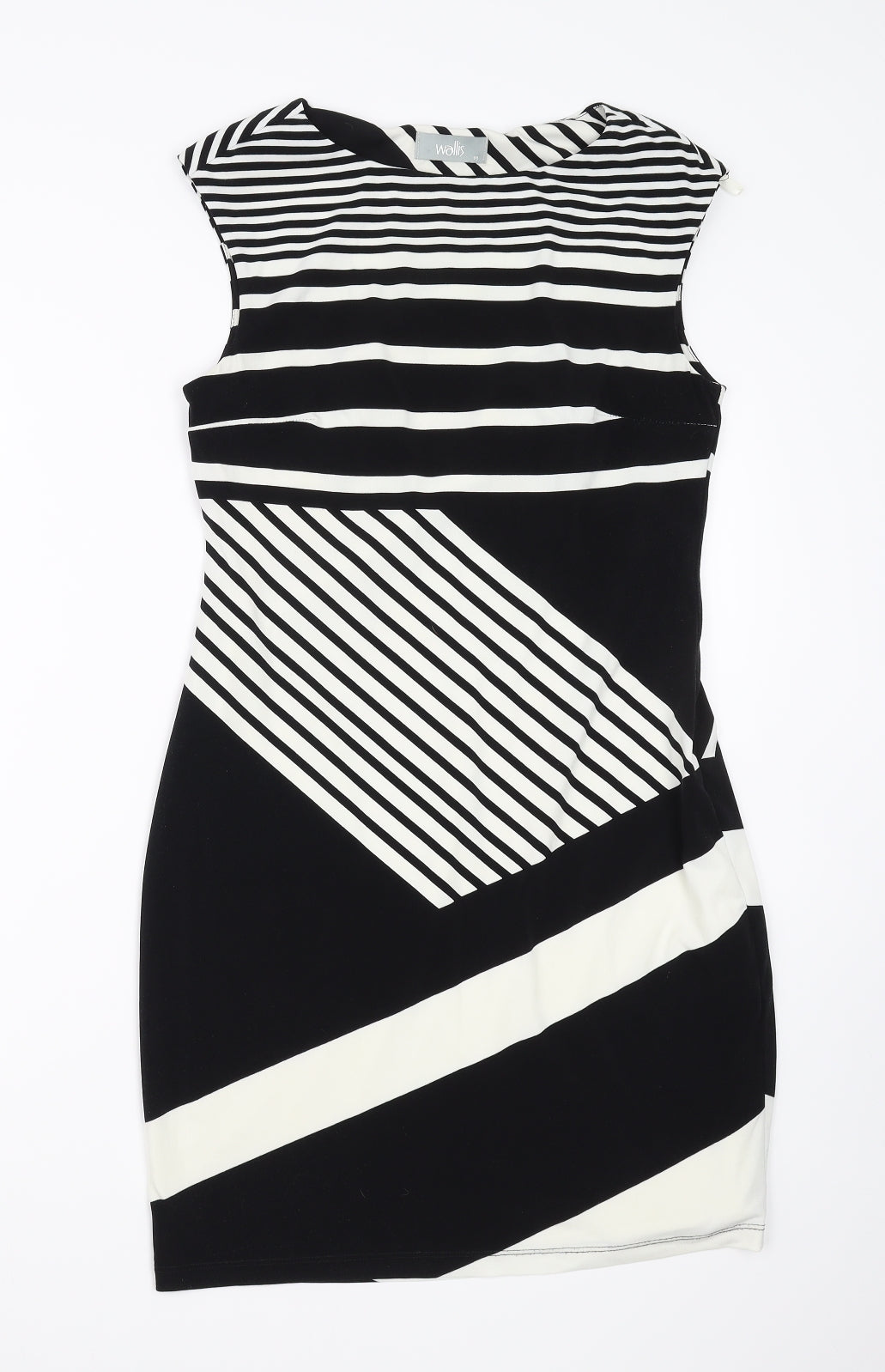 Wallis Womens Black Striped  Pencil Dress  Size 10