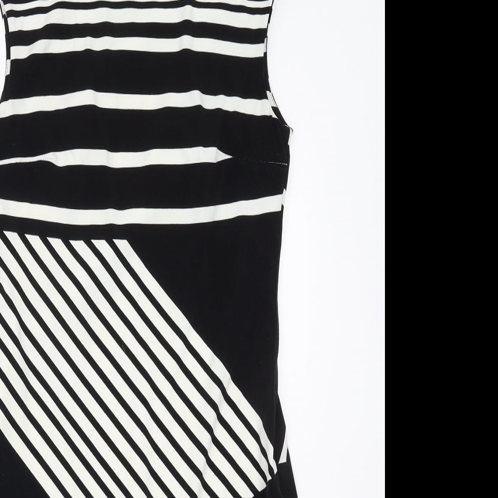 Wallis Womens Black Striped  Pencil Dress  Size 10