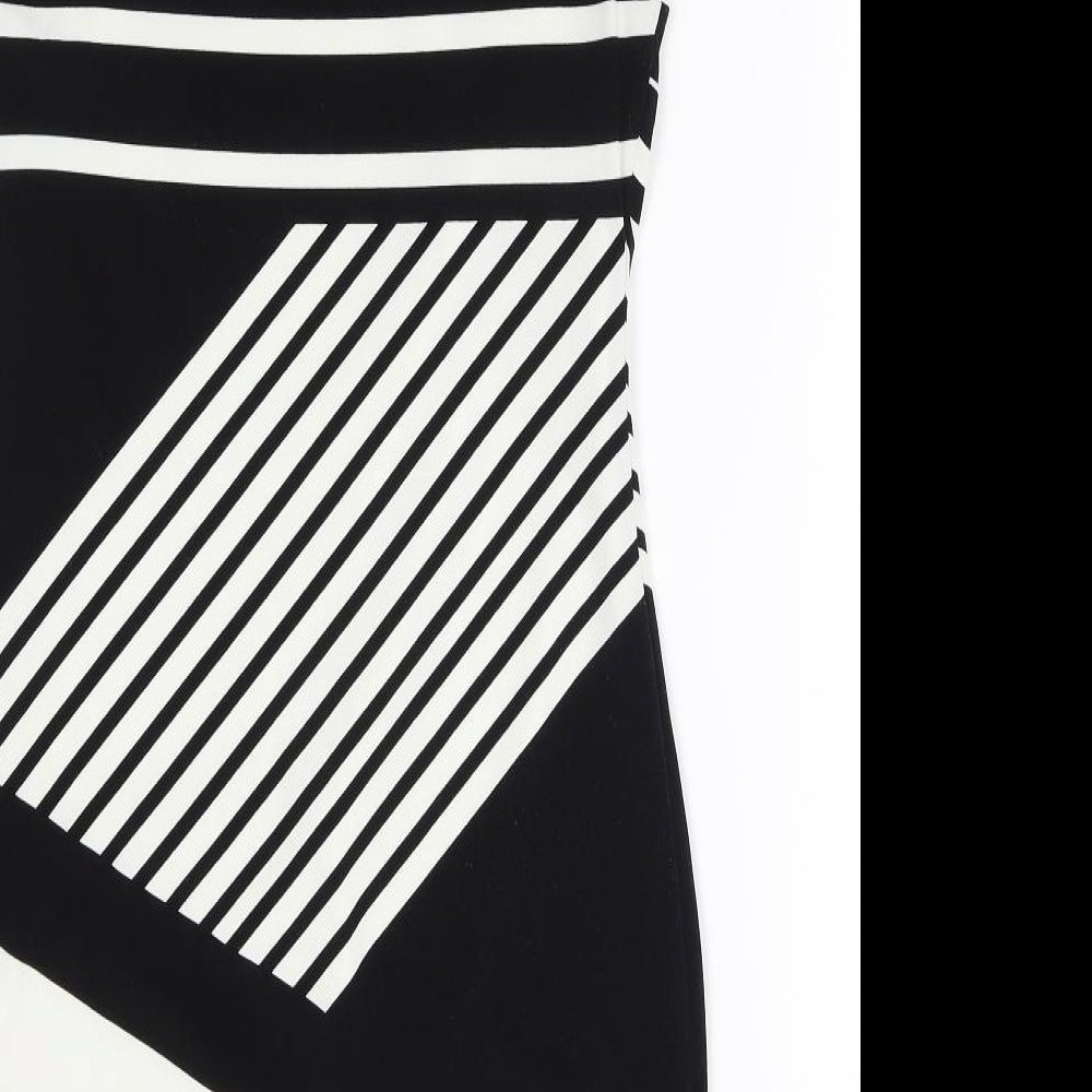 Wallis Womens Black Striped  Pencil Dress  Size 10