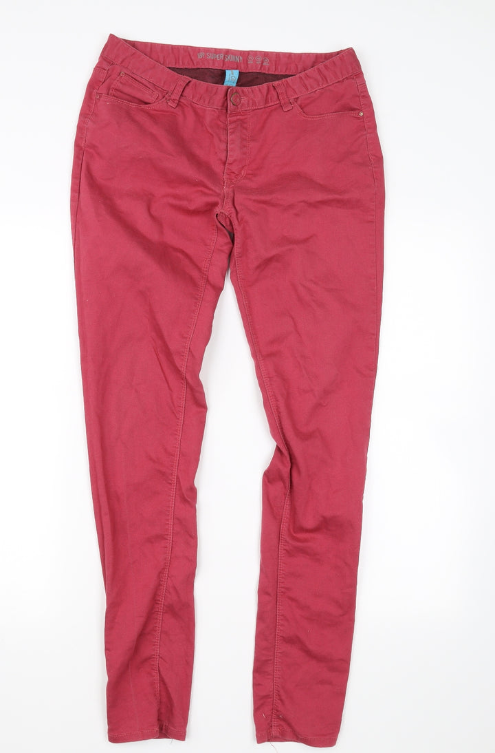denim& co Womens Red   Skinny Jeans Size 12 L28 in
