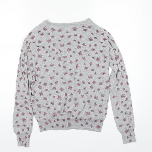 Atmosphere Womens Grey Floral Knit Cardigan Jumper Size 4