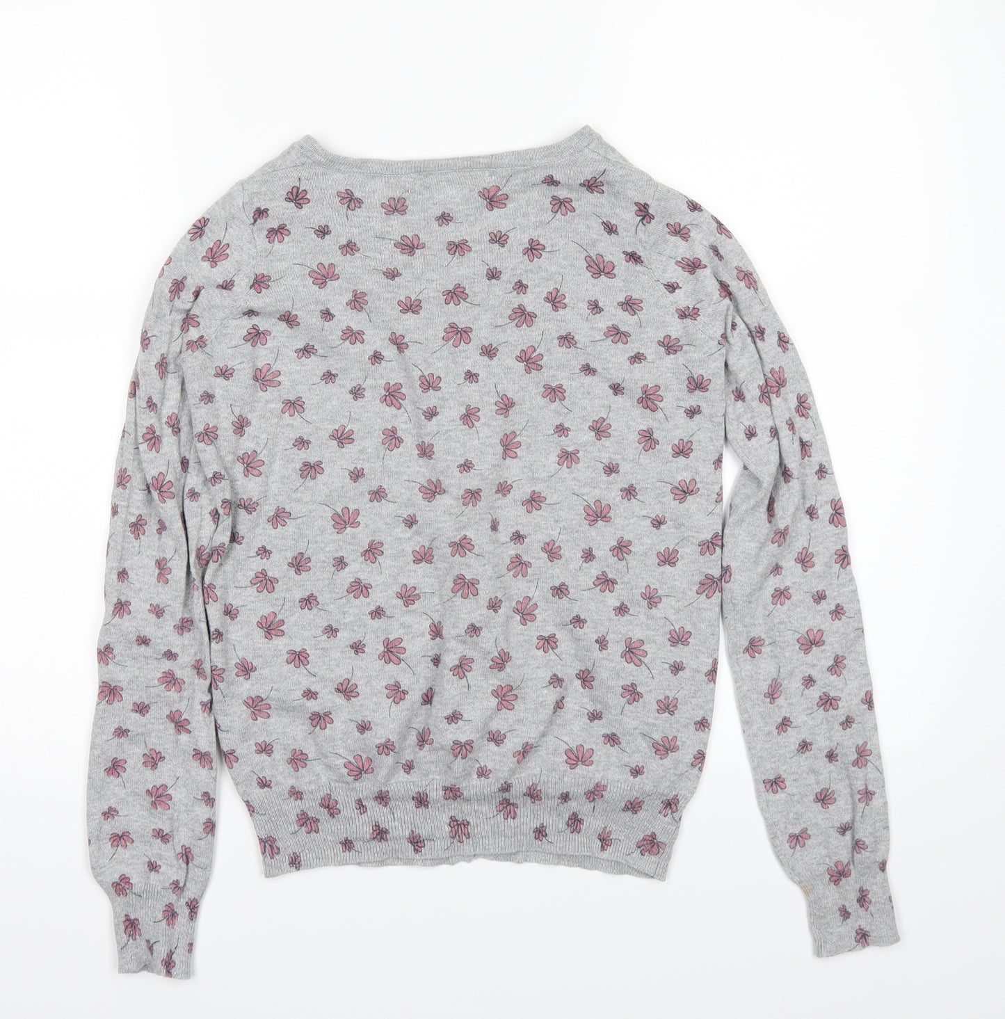 Atmosphere Womens Grey Floral Knit Cardigan Jumper Size 4