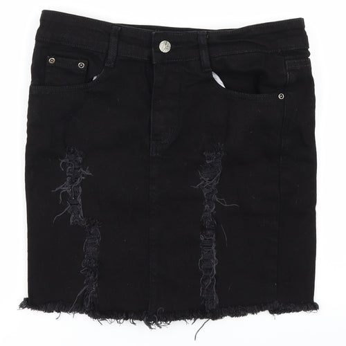 Oromiss Womens Black  Denim Straight & Pencil Skirt Size 30 in