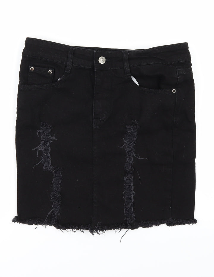 Oromiss Womens Black Denim Straight & Pencil Skirt Size 30 in