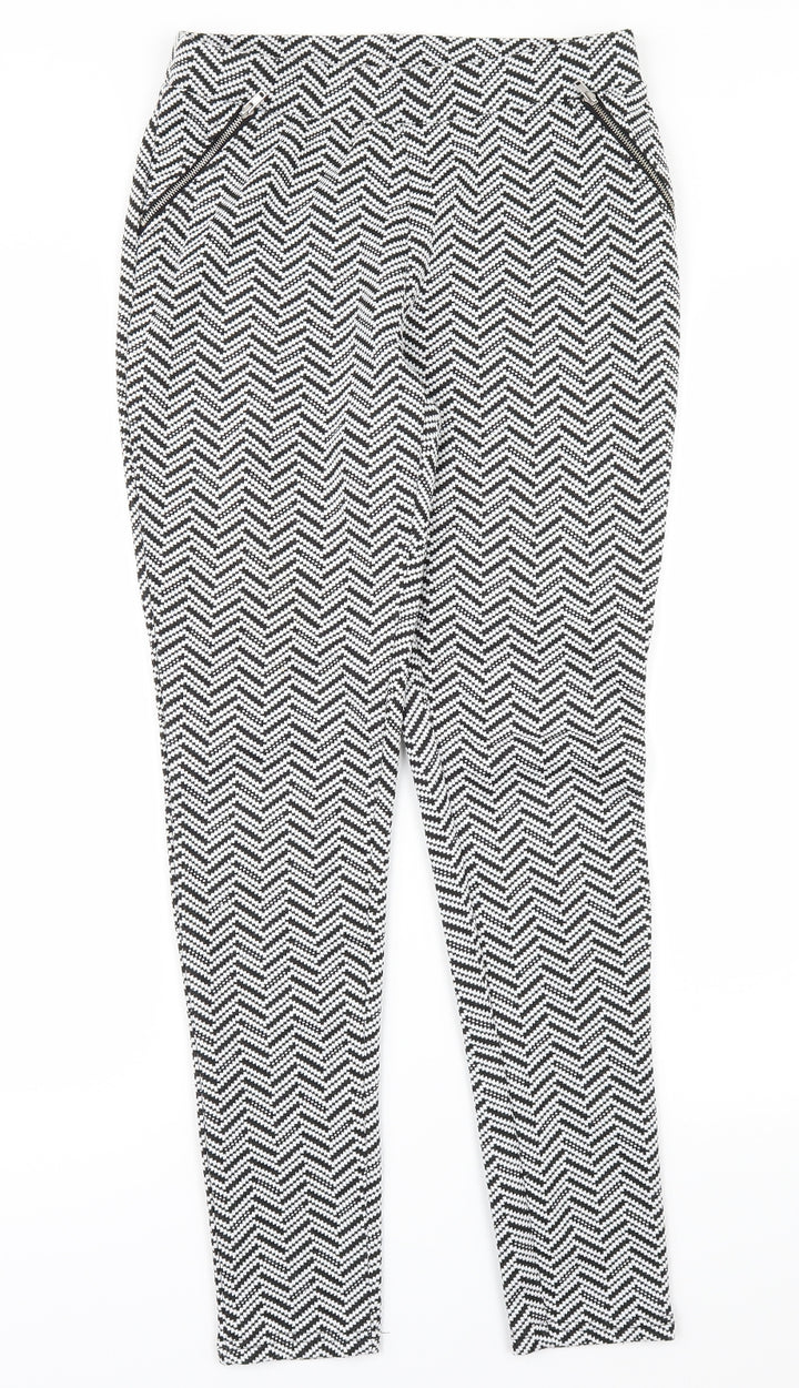 Atmosphere Womens Black Herringbone Trousers Size 8 L29 in