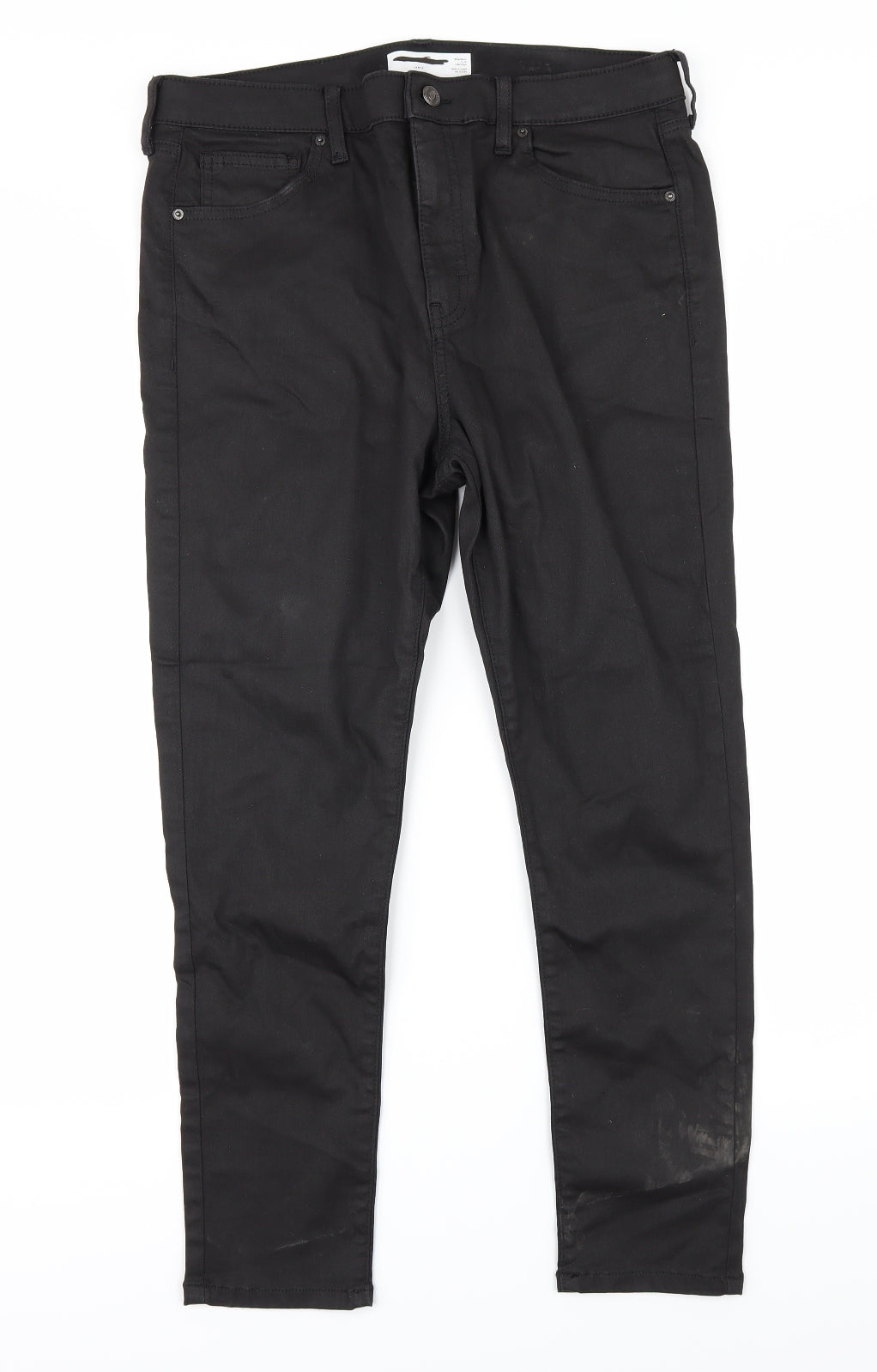 Preworn Womens Black  Denim Straight Jeans Size 34 in L30 in