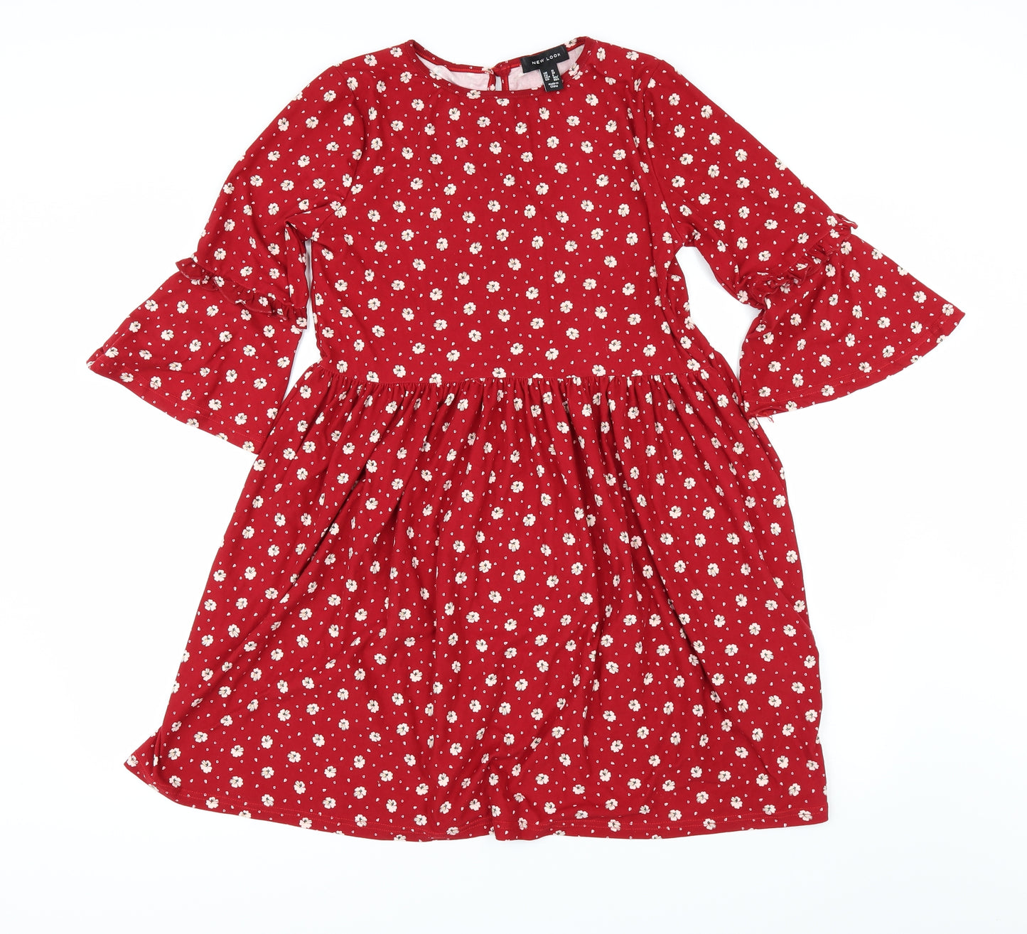 New Look Womens Red Floral  Fit & Flare  Size 10