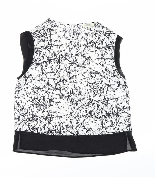 Front view of Papaya women’s white geometric chiffon basic blouse, size UK 12