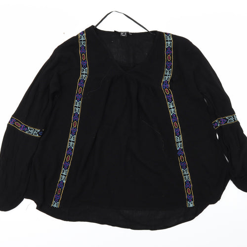 Atmosphere Womens Black Geometric  Basic Blouse Size 10