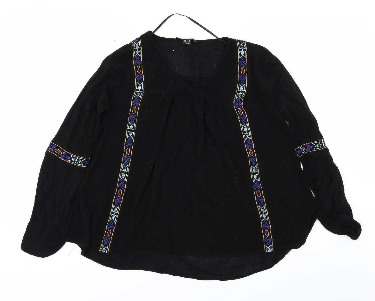 Atmosphere Womens Black Geometric  Basic Blouse Size 10