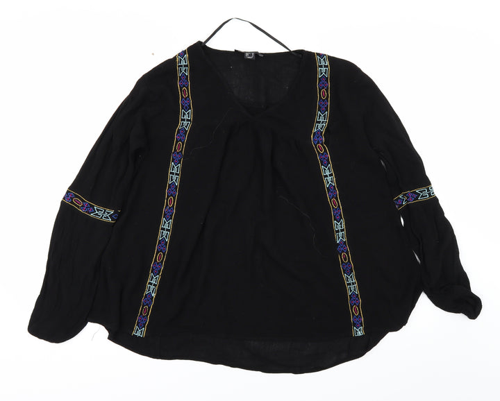 Atmosphere Womens Black Geometric  Basic Blouse Size 10