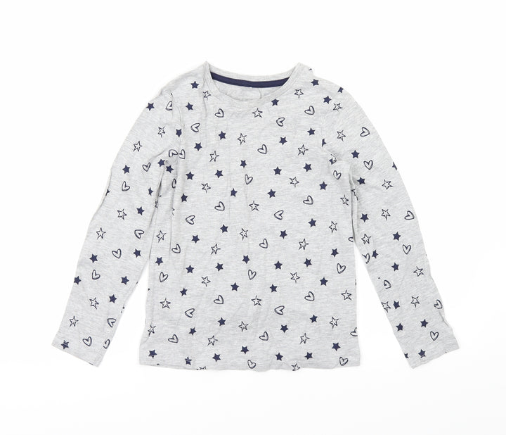 George Girls Grey Geometric Jersey Basic T-Shirt Size 8-9 Years