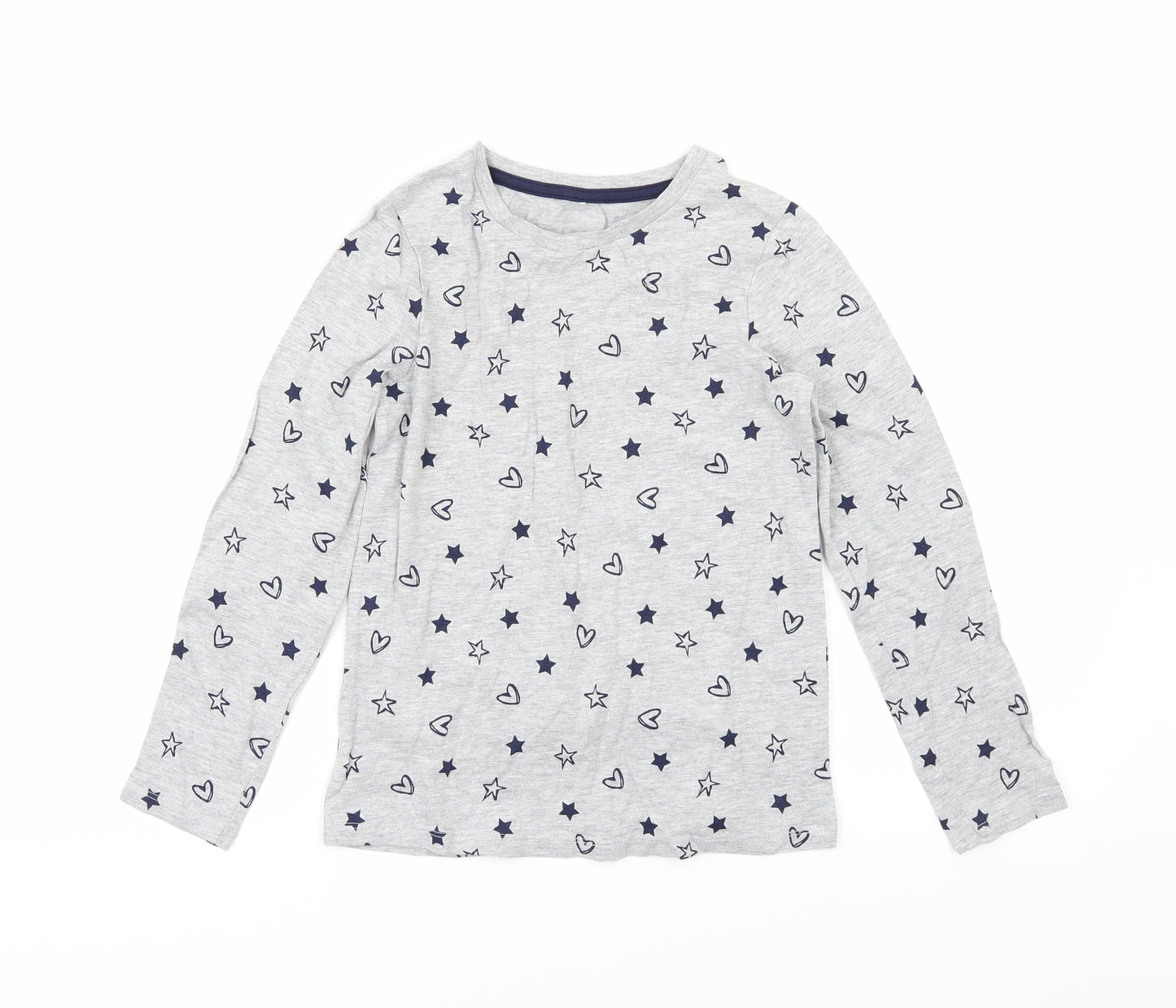 George Girls Grey Geometric Jersey Basic T-Shirt Size 8-9 Years