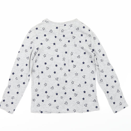 George Girls Grey Geometric Jersey Basic T-Shirt Size 8-9 Years