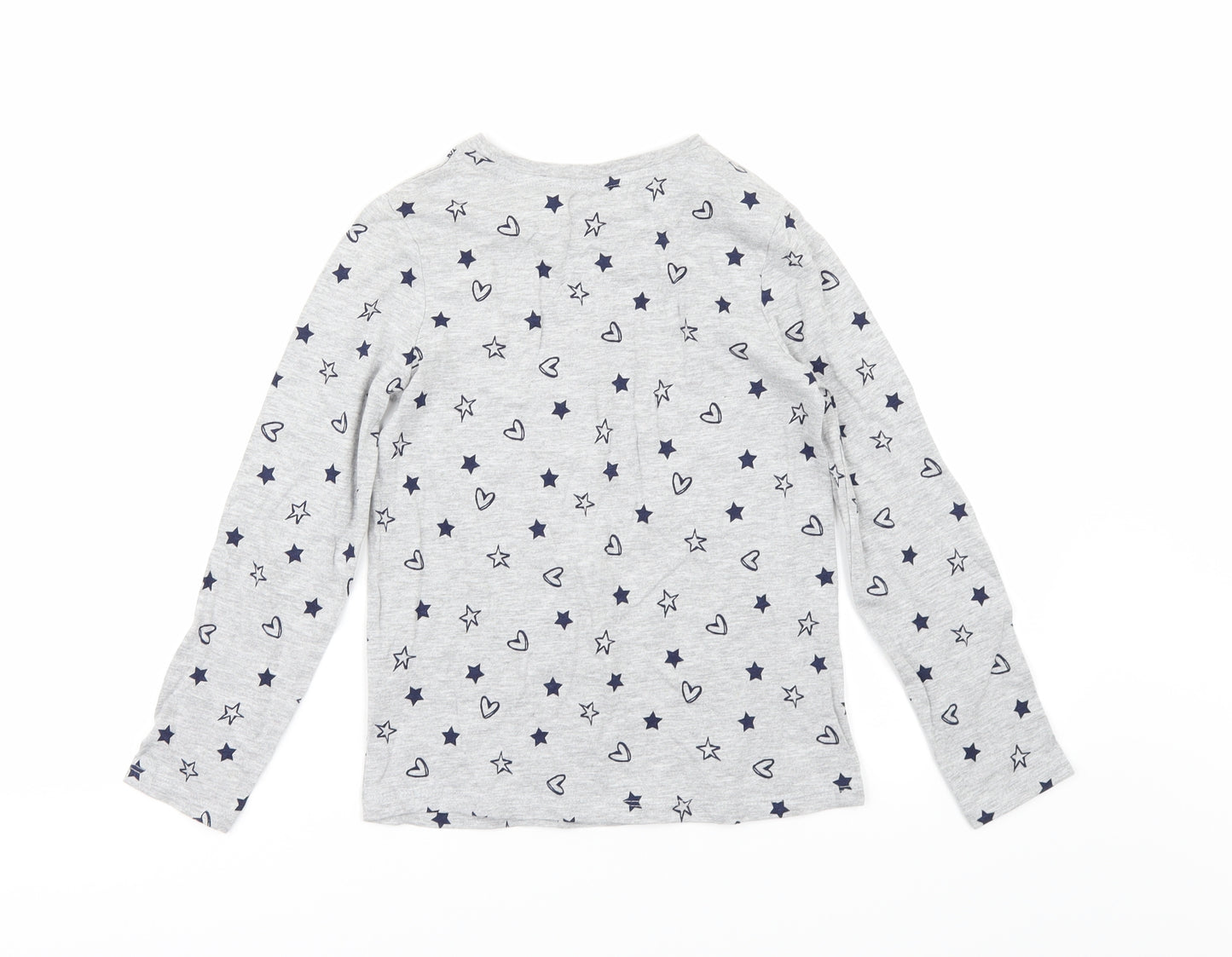 George Girls Grey Geometric Jersey Basic T-Shirt Size 8-9 Years