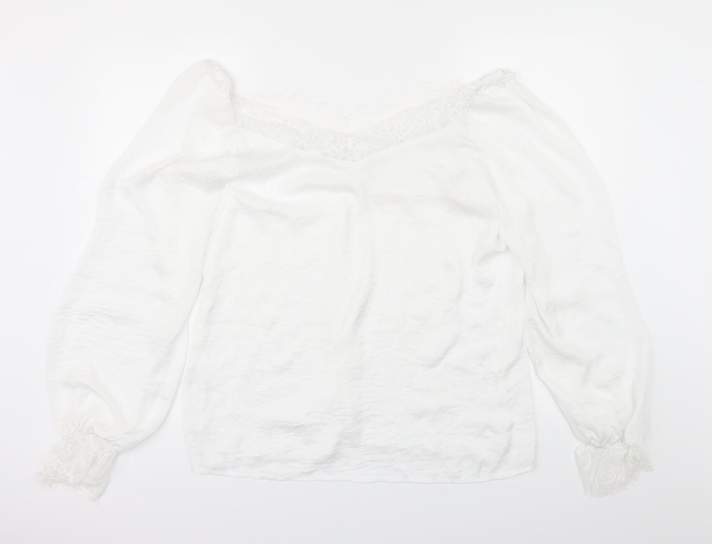 Preworn Womens White   Basic Blouse Size L