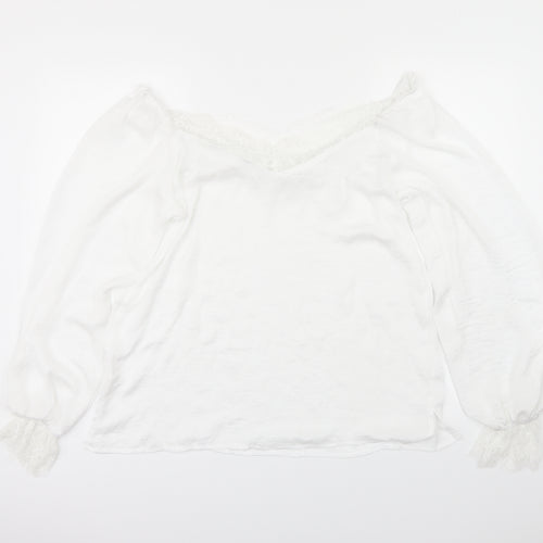 Preworn Womens White   Basic Blouse Size L