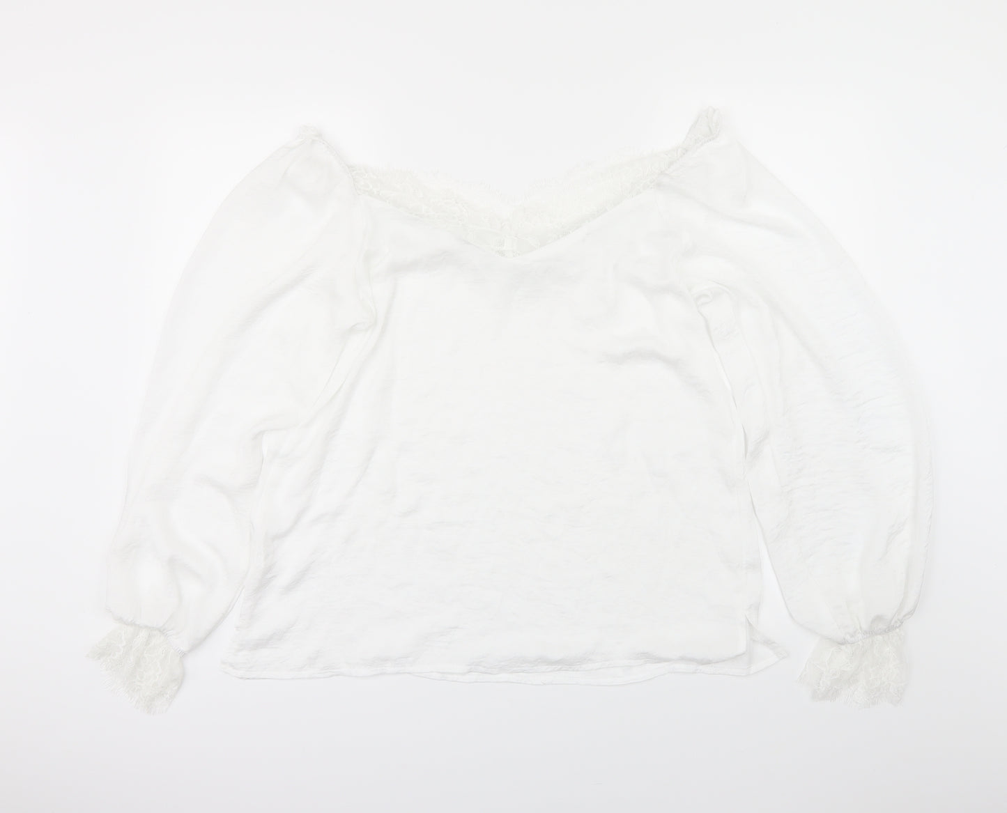 Preworn Womens White   Basic Blouse Size L