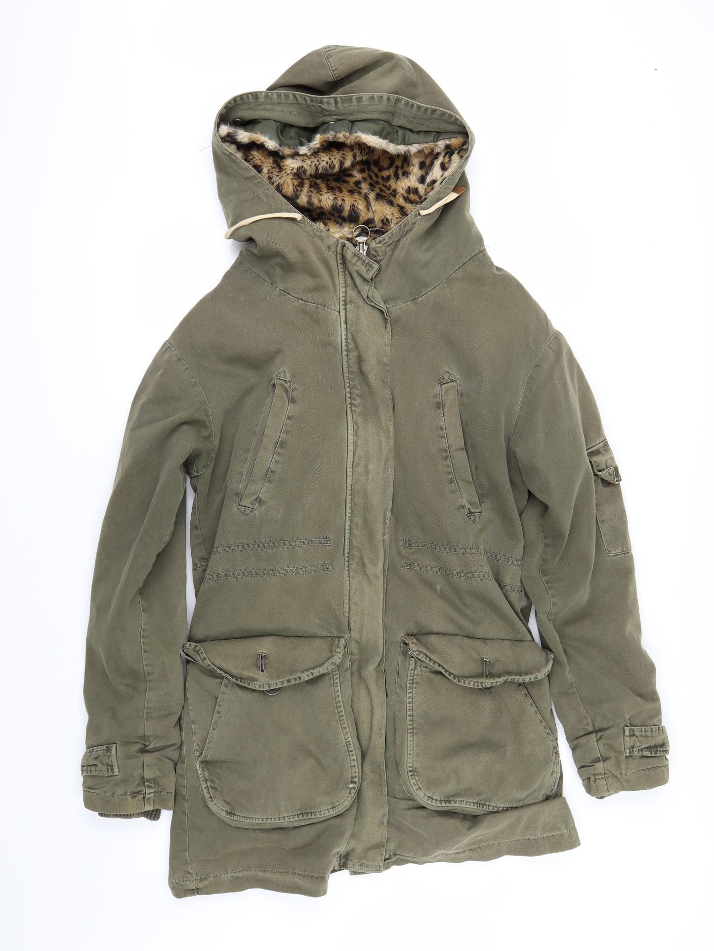 Zara Womens Green   Parka Coat Size XS