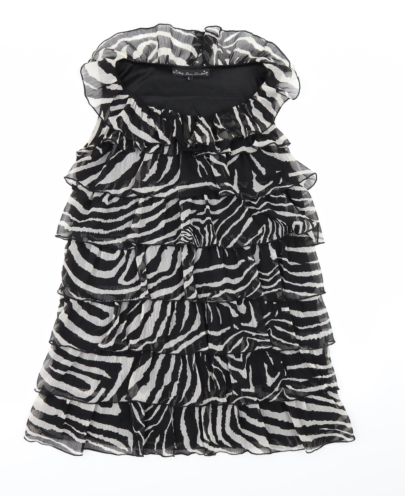 Mela Loves London Womens Black Animal Print  Shift  Size 14