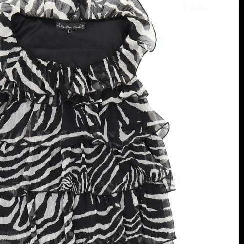 Mela Loves London Womens Black Animal Print  Shift  Size 14