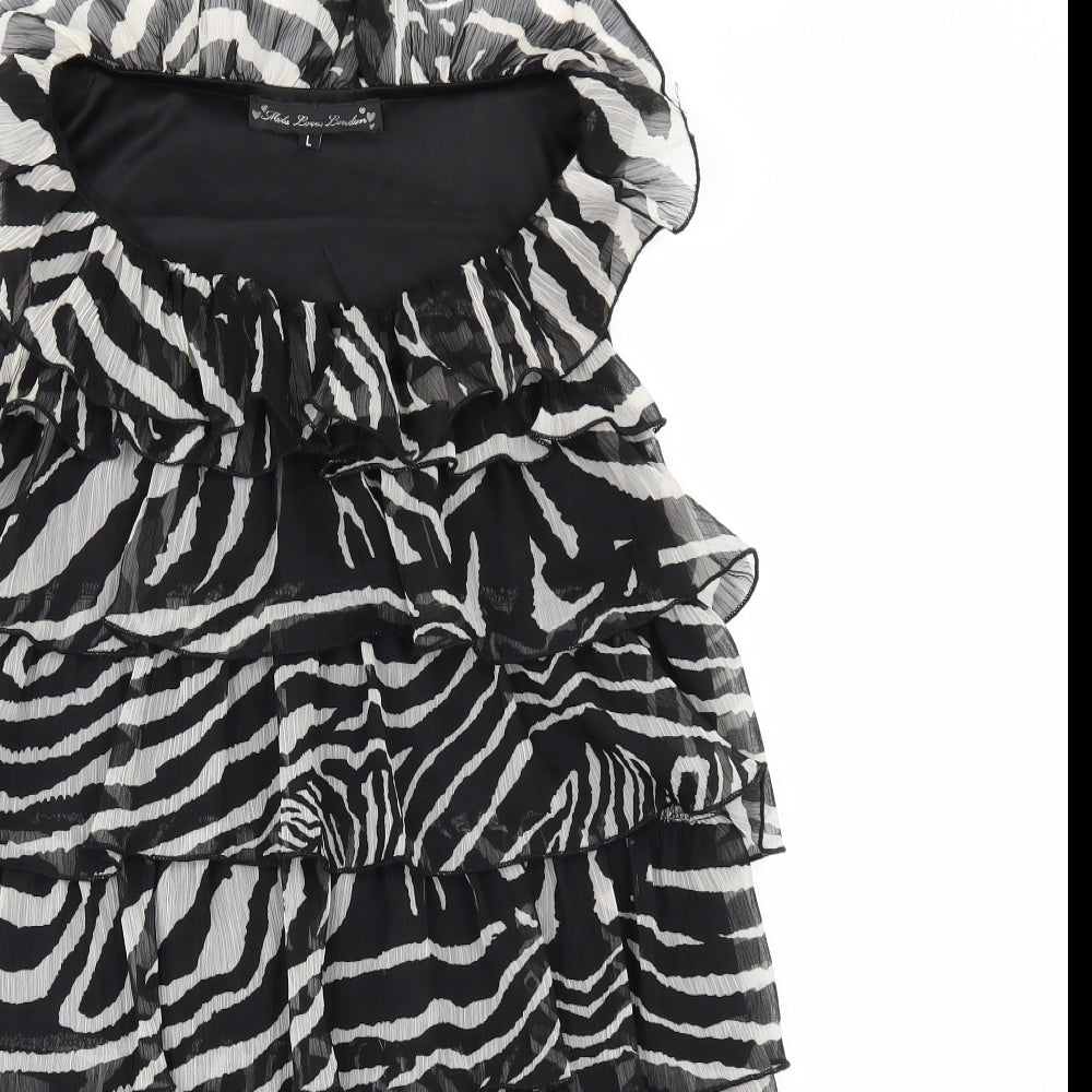 Mela Loves London Womens Black Animal Print  Shift  Size 14