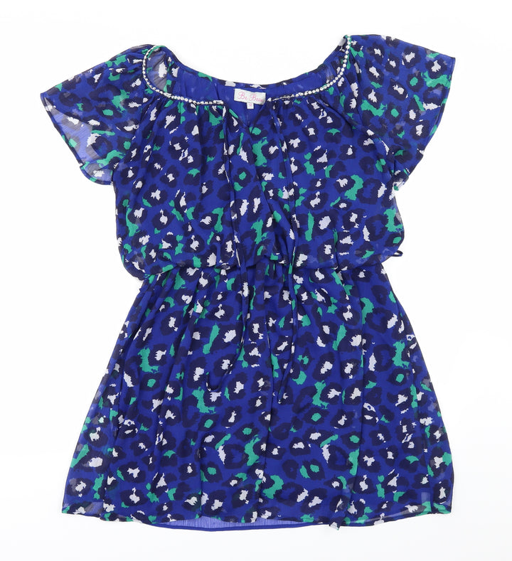 Be Beau Womens Blue Animal Print  Shift  Size 12
