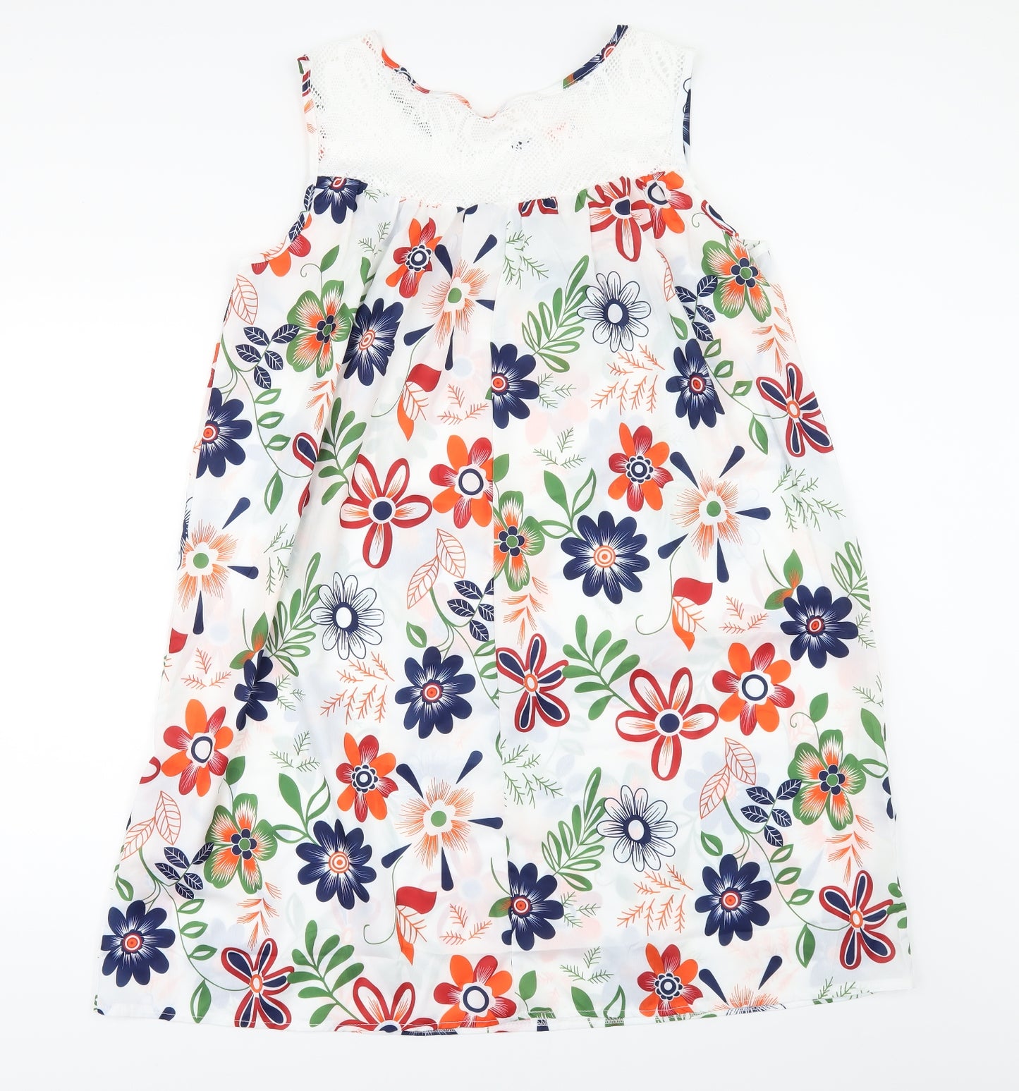 Preworn Womens White Floral  Shift  Size 2XL