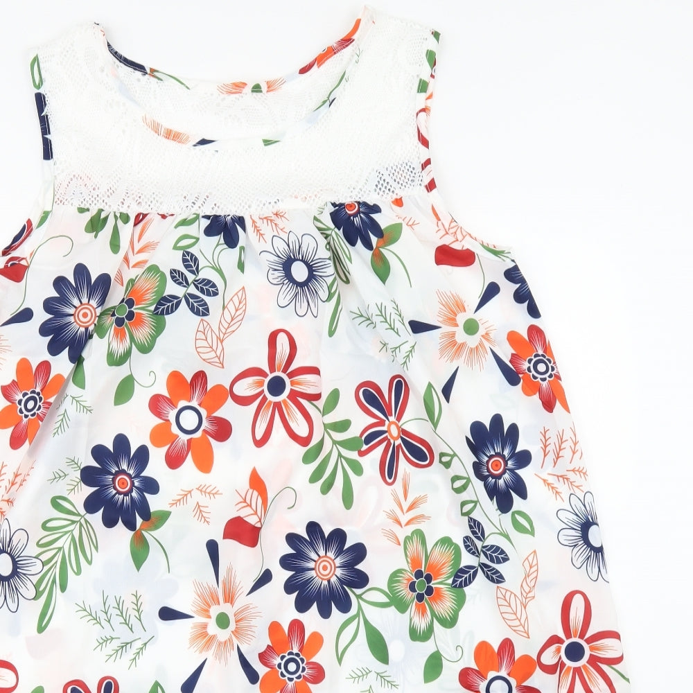 Preworn Womens White Floral  Shift  Size 2XL