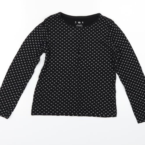Young Dimension Girls Black Geometric Jersey Basic T-Shirt Size 9-10 Years