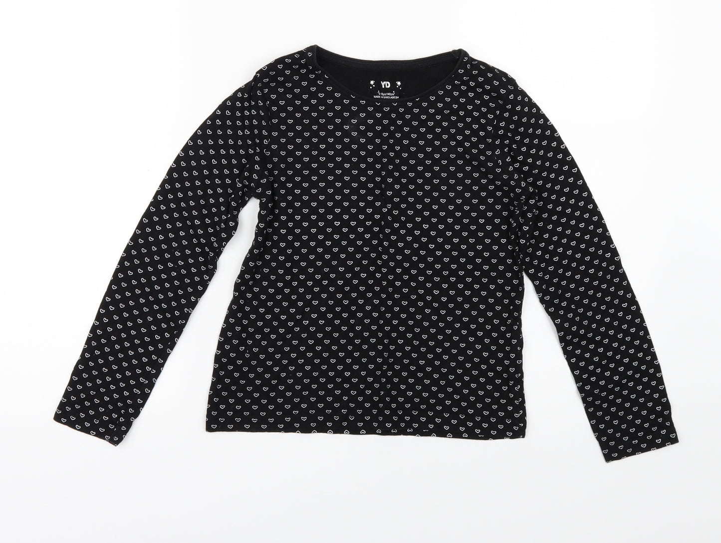 Young Dimension Girls Black Geometric Jersey Basic T-Shirt Size 9-10 Years