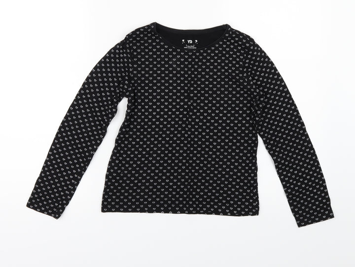 Young Dimension Girls Black Geometric Jersey Basic T-Shirt Size 9-10 Years