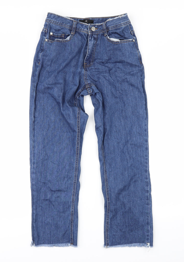 Missguided Womens Black Denim Straight Jeans Size 8 L24 in