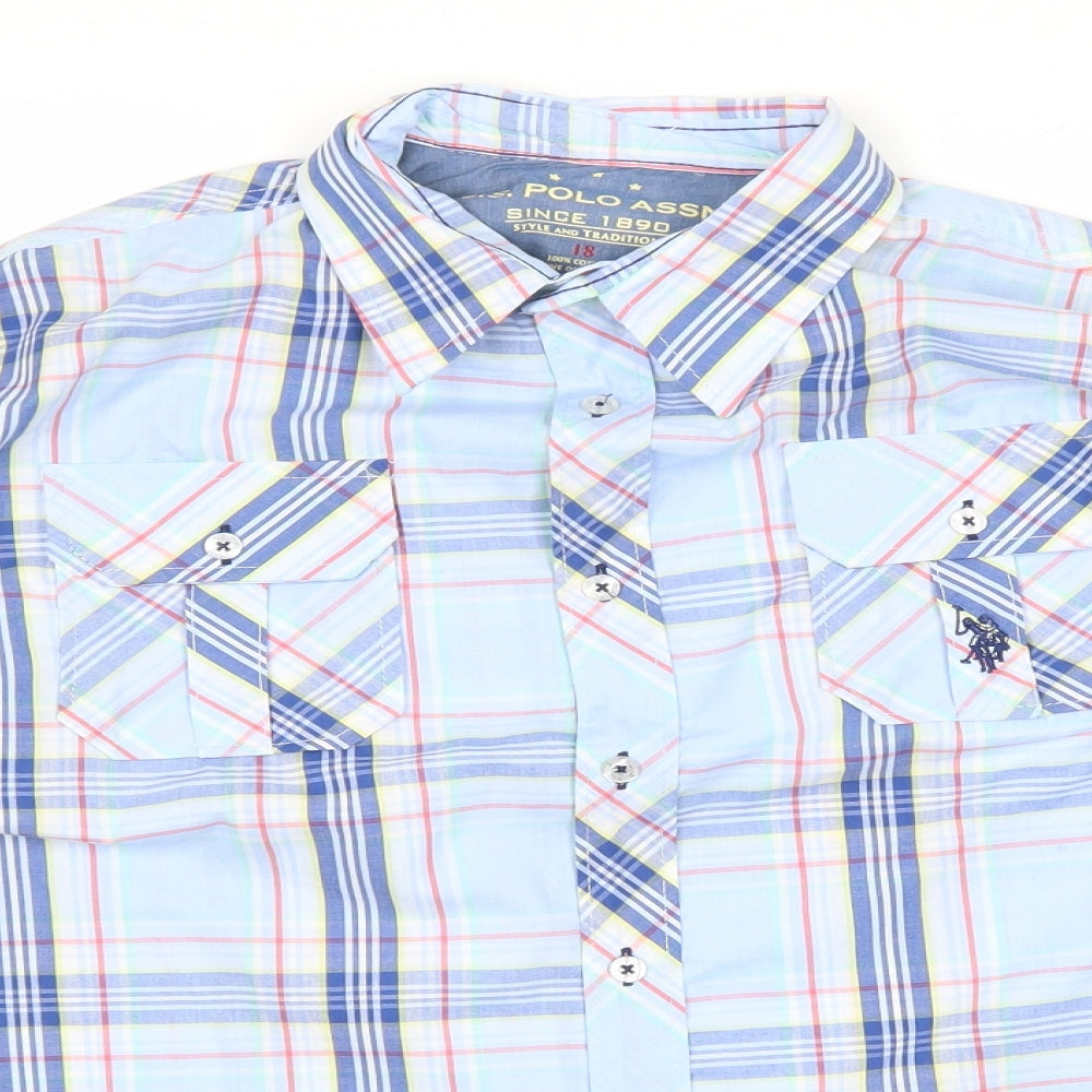 US Polo Assn. Mens Blue Check   Button-Up Size S