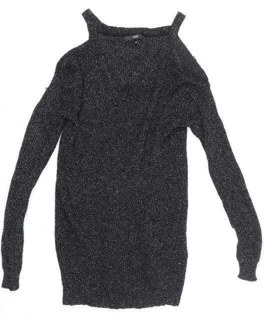 Front view of Next women’s black basic t-shirt, size UK 8