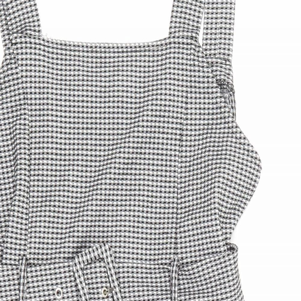 NEWLOOK Womens Black Check  Pinafore/Dungaree Dress  Size 12