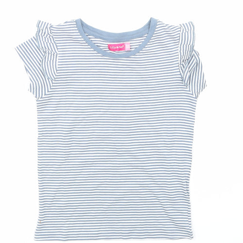 Lily & dan Girls Blue Striped  Basic T-Shirt Size 5-6 Years
