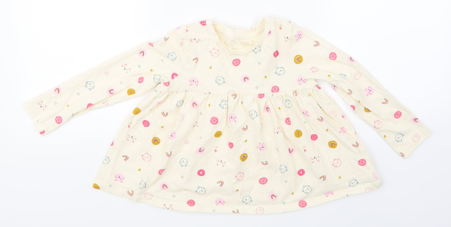 George Girls Beige Animal Print  Basic T-Shirt Size 4-5 Years