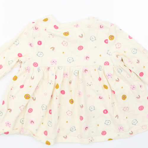 George Girls Beige Animal Print  Basic T-Shirt Size 4-5 Years
