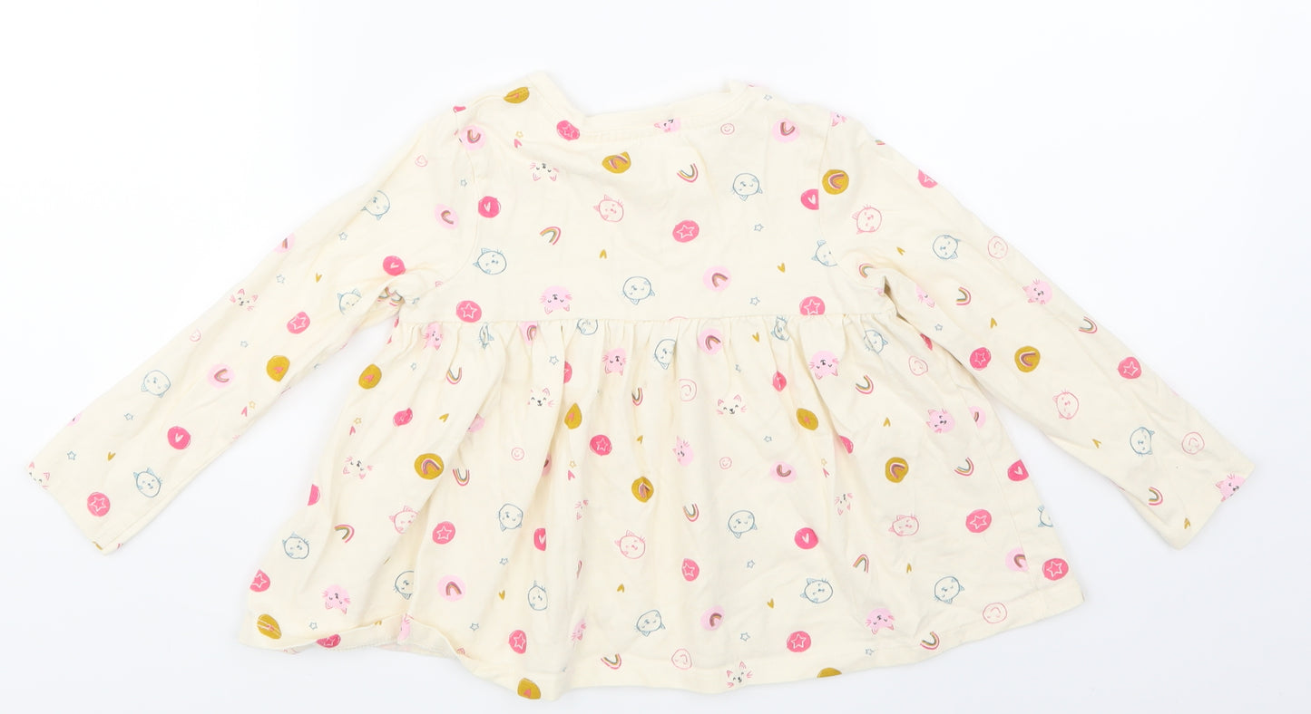 George Girls Beige Animal Print  Basic T-Shirt Size 4-5 Years