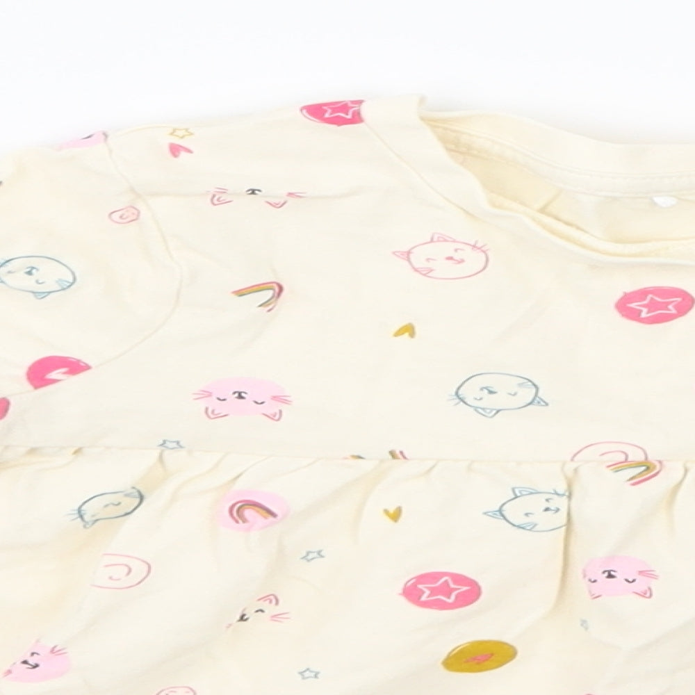 George Girls Beige Animal Print  Basic T-Shirt Size 4-5 Years