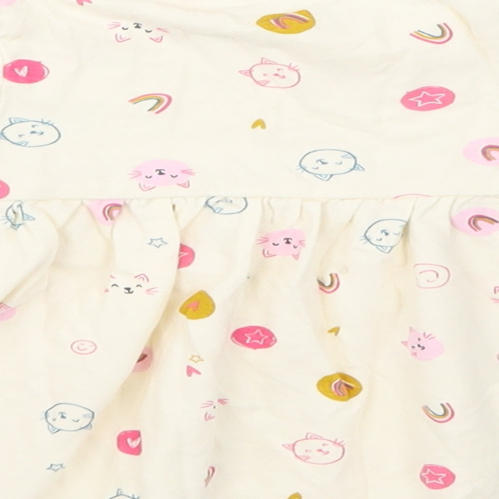 George Girls Beige Animal Print  Basic T-Shirt Size 4-5 Years