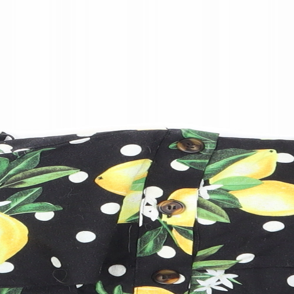 Oasis Womens Black Polka Dot  Cropped T-Shirt Size 18