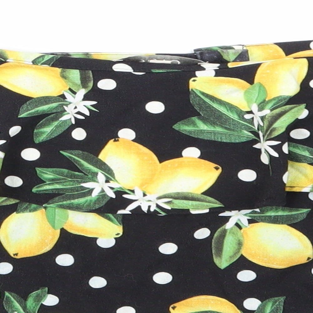 Oasis Womens Black Polka Dot  Cropped T-Shirt Size 18
