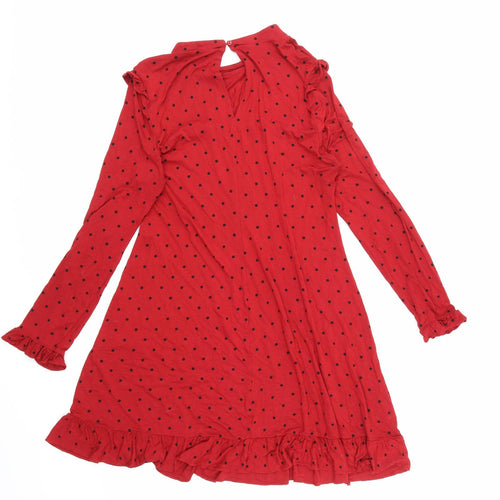 Miss Selfridge Womens Red Polka Dot  Skater Dress  Size 18