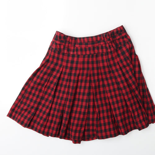 French Connection Womens Red Check  Peasant Skirt Size 8