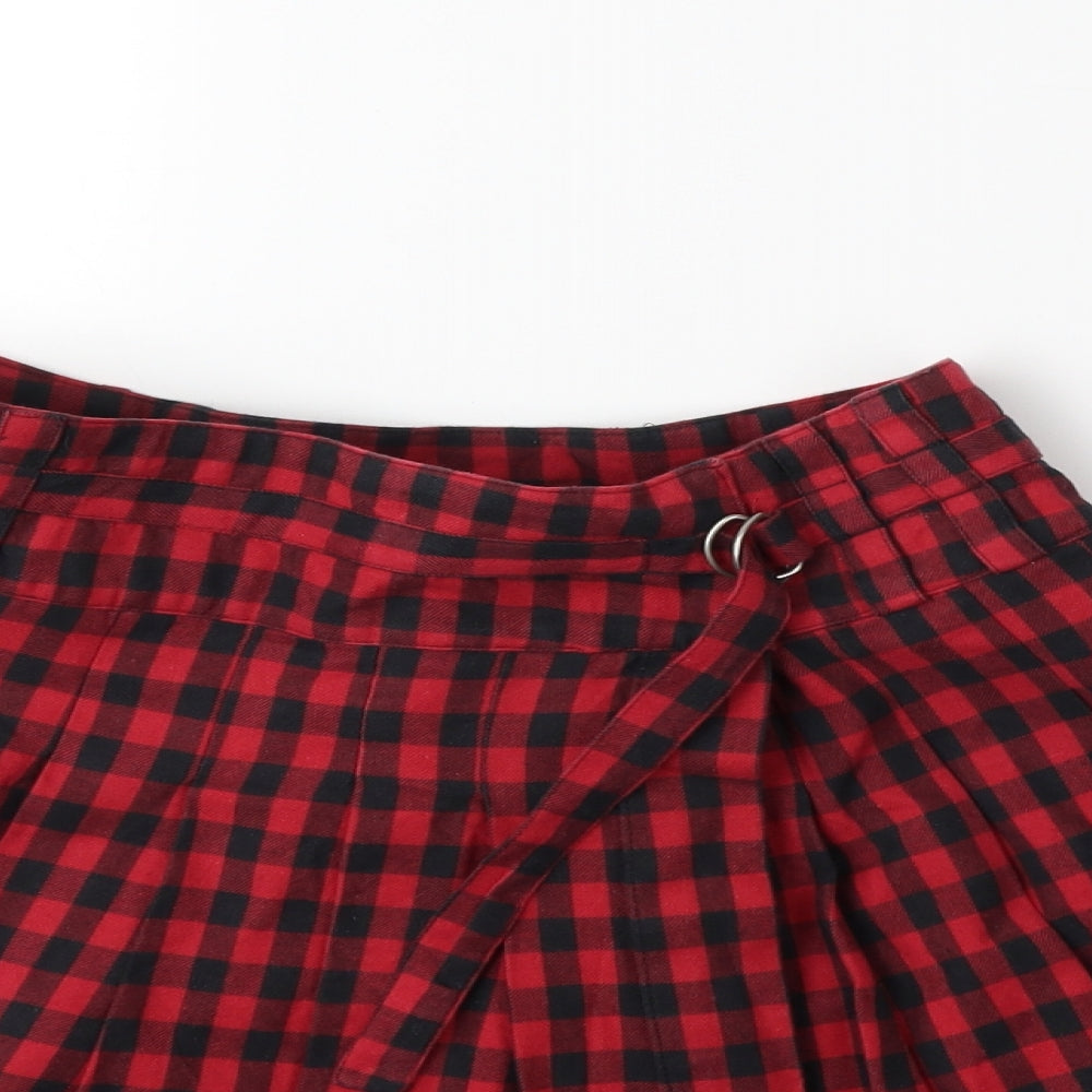 French Connection Womens Red Check  Peasant Skirt Size 8