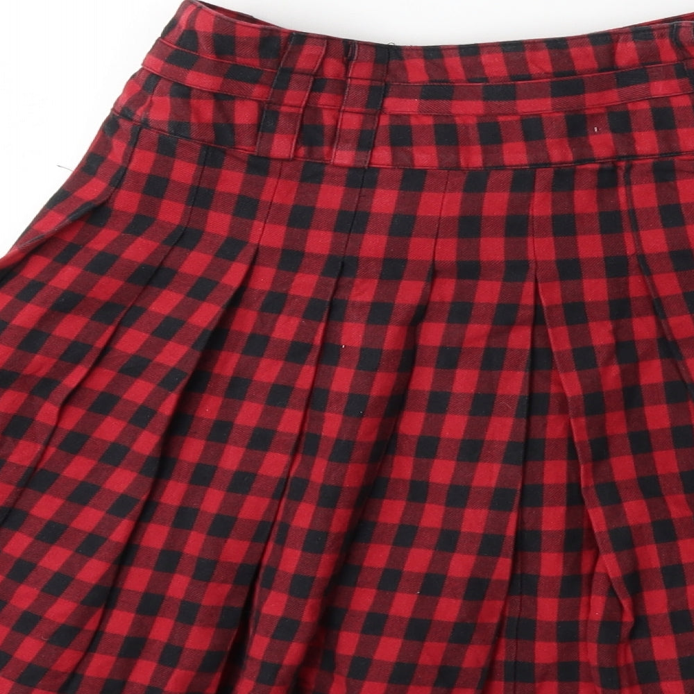 French Connection Womens Red Check  Peasant Skirt Size 8