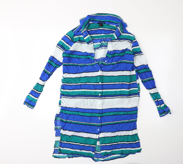 h&m  Womens Blue Striped  Shirt Dress  Size 4