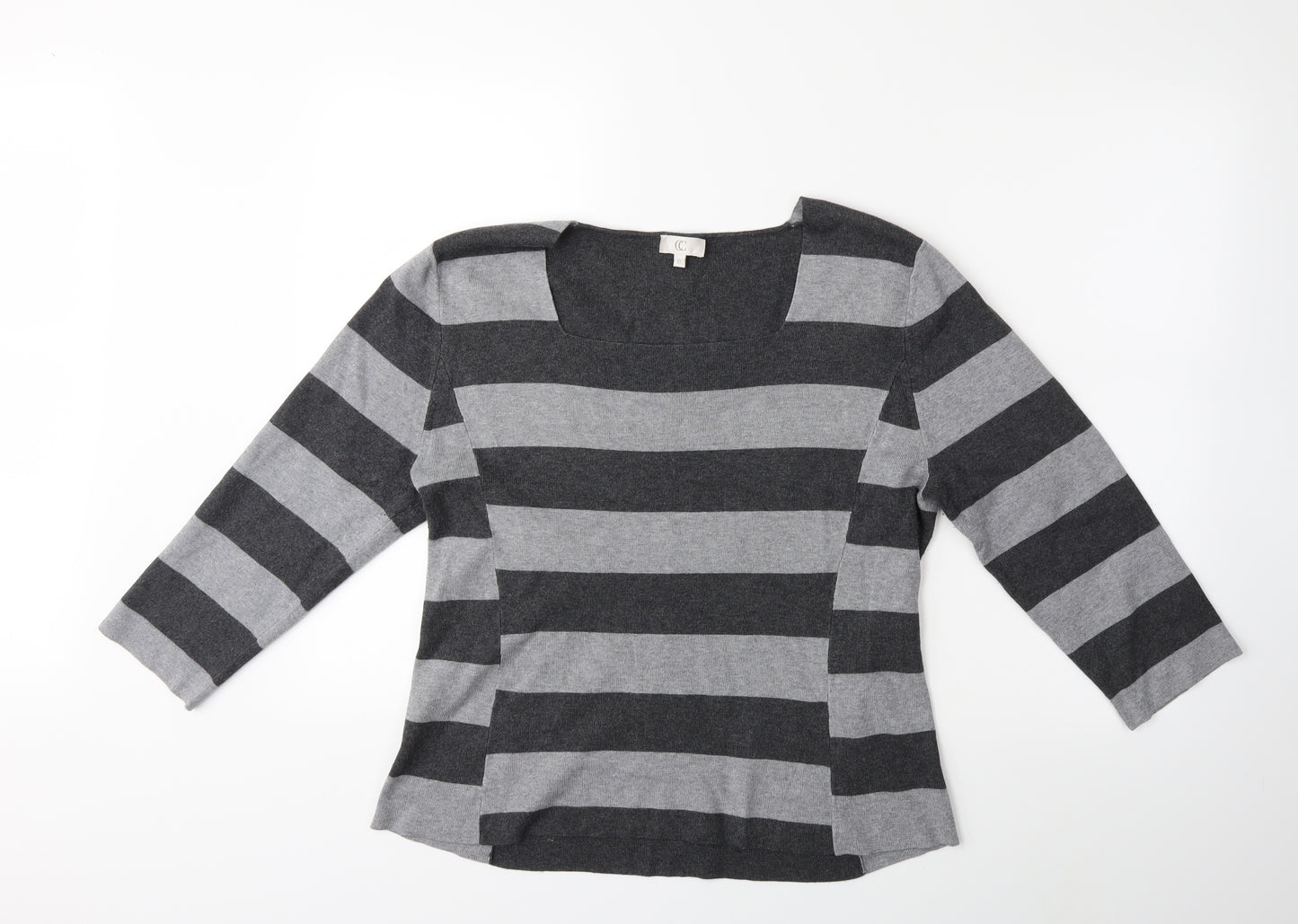 CC Womens Grey Striped Knit Pullover Jumper Size XL